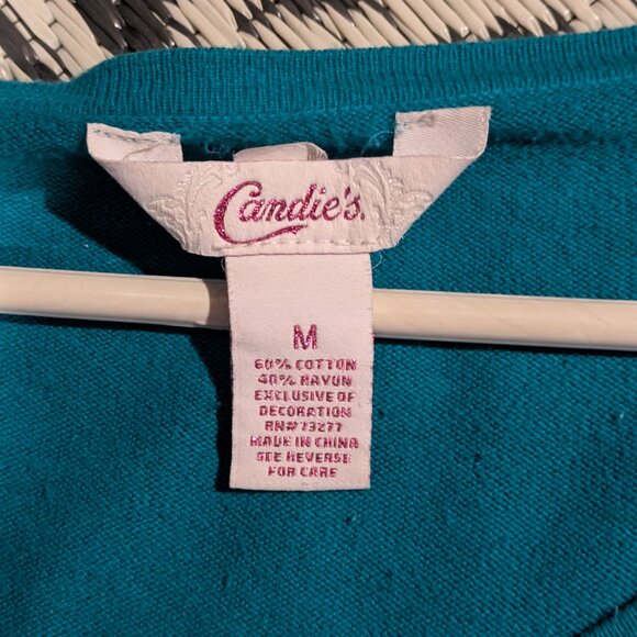 Women's Medium Candie's Button Up Ruffled Sweater - Picture 2 of 2